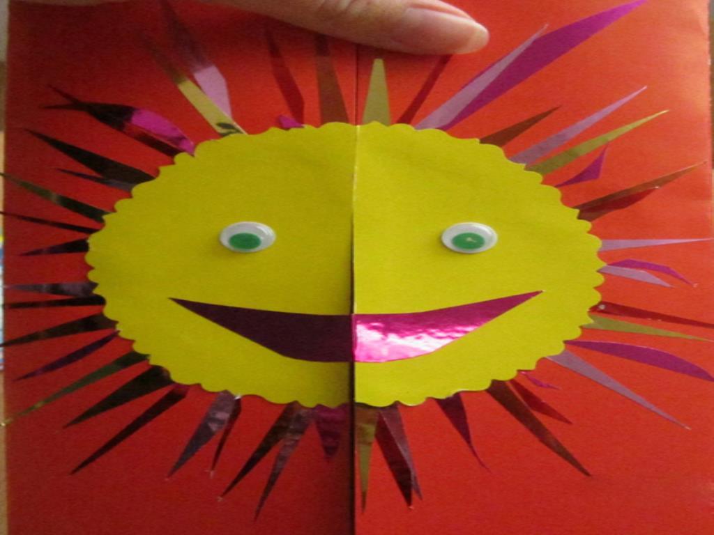 сонечко, листівка зроблена своїми руками, зроби сам, дитяча відкритка