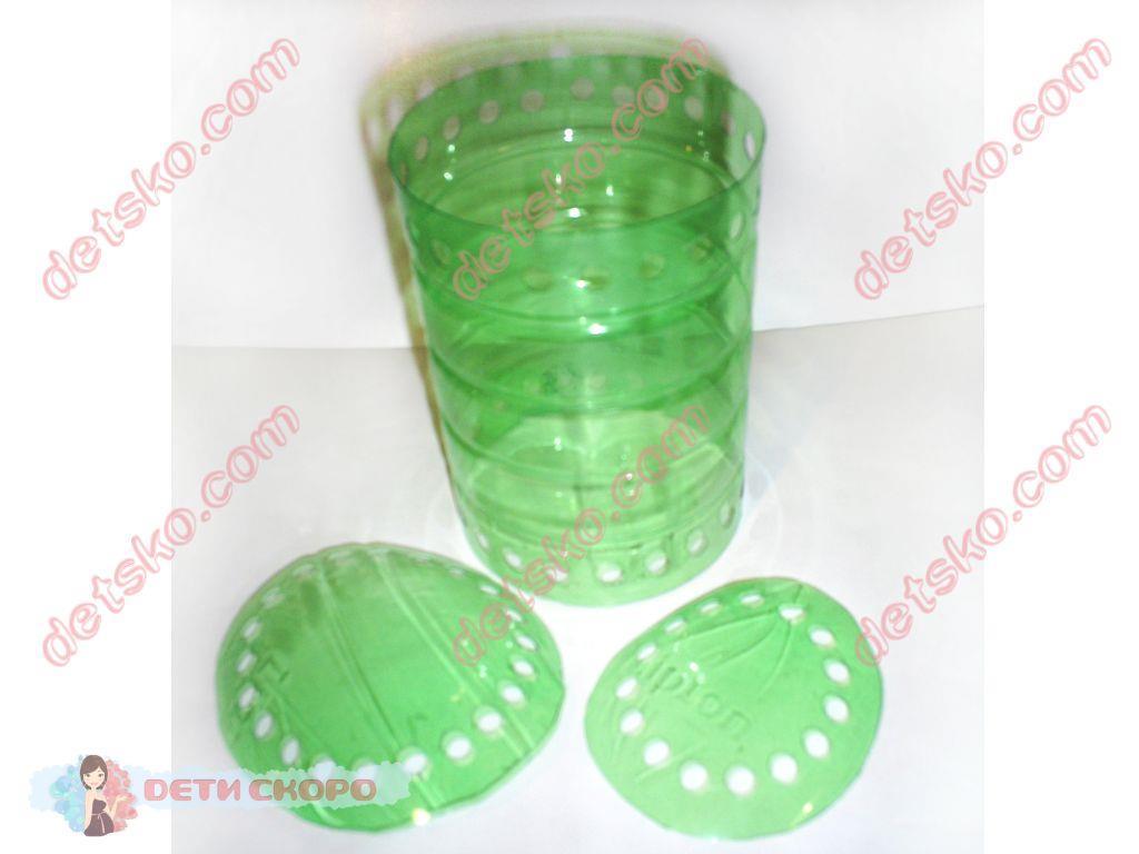 Цветные круглые шкатулки из пластиковых бутылок своими руками. Зелёная 2