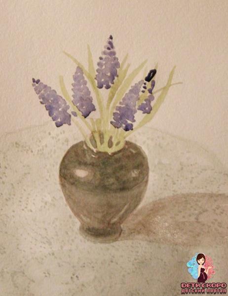 Как нарисовать букет цветов в вазе. Поэтапное рисование акварелью для начинающих.