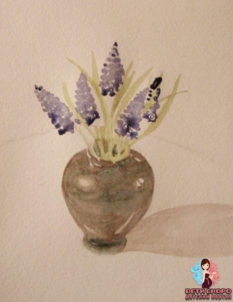 Как нарисовать букет цветов в вазе. Поэтапное рисование акварелью для начинающих.