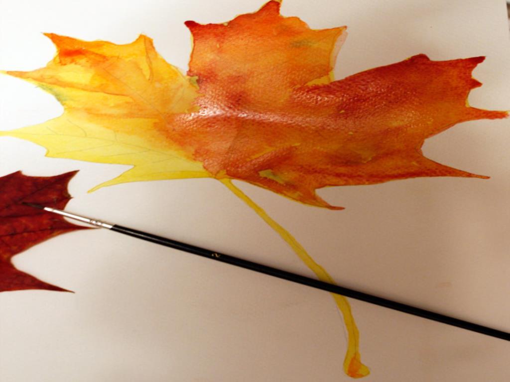 Рисуем акварелью осенние листья. Затемнить рисунок