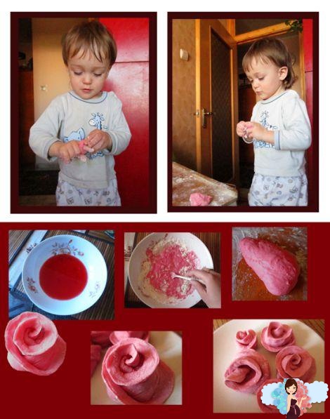 розы - лепка из соленого теста