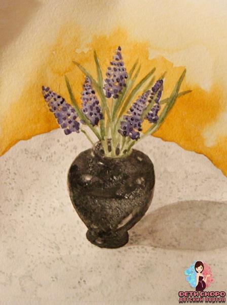 Как нарисовать букет цветов в вазе. Поэтапное рисование акварелью для начинающих.