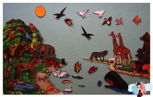 Бог создал животных на шестой день творения, фланелеграф для детей, наглядность о животных, красивая природа