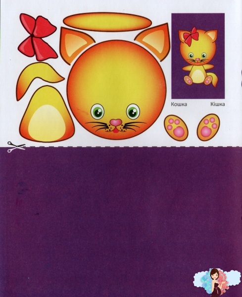 замечательная поделка аппликация милый котик, котик своими руками