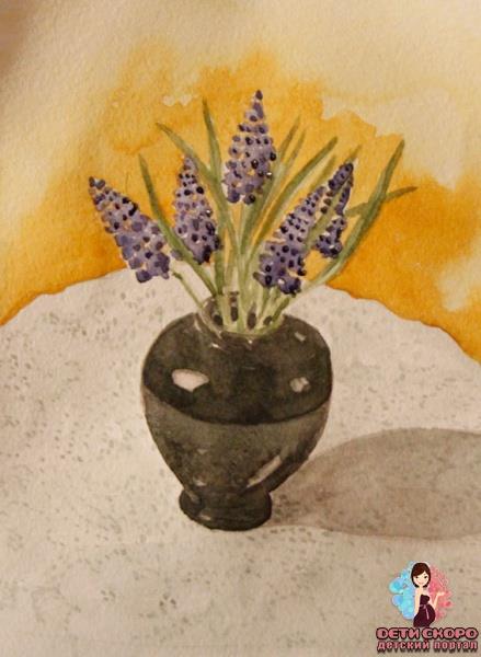 Как нарисовать букет цветов в вазе. Поэтапное рисование акварелью для начинающих.