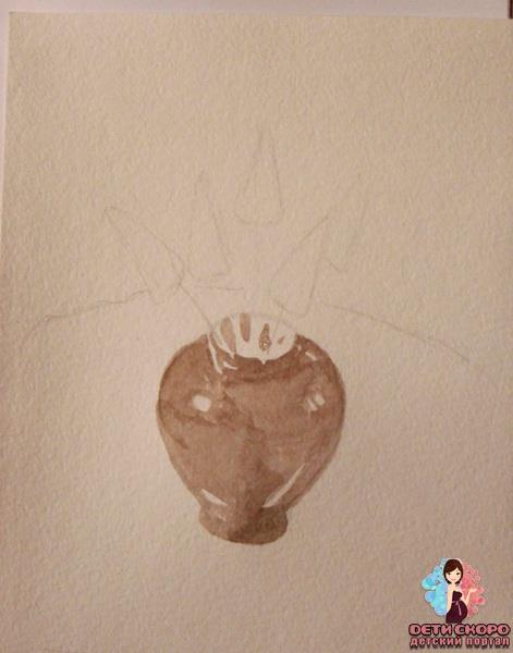 Как нарисовать букет цветов в вазе. Поэтапное рисование акварелью для начинающих.