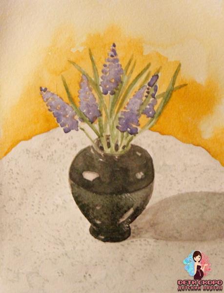 Как нарисовать букет цветов в вазе. Поэтапное рисование акварелью для начинающих.