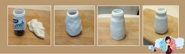Вазочка из соленого теста из под бутылочки с под йогурта