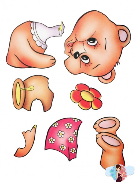 скачать бесплатно и распечатать шаблон для аппликации медвежонок