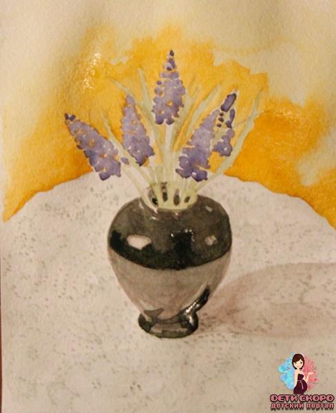 Как нарисовать букет цветов в вазе. Поэтапное рисование акварелью для начинающих.