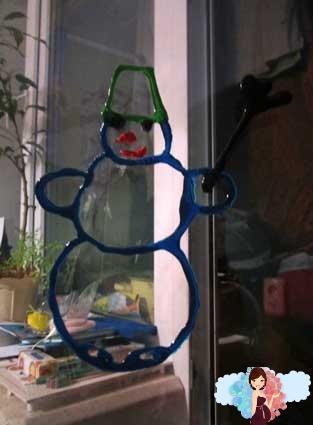 Новогодние украшения своими руками. Снеговик - наклейка.