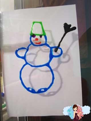 Новогодние украшения своими руками. Снеговик-наклейка на белом фоне.